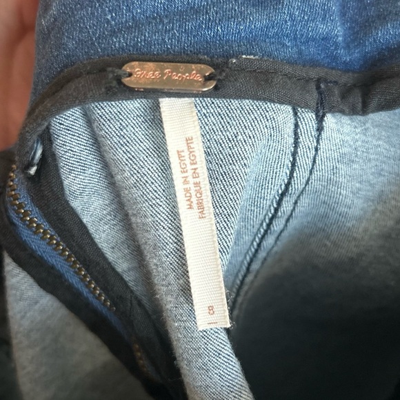 Free People Two Tone Color Block Blue Modern Femme Denim Mini Skirt Size 8 - Picture 8 of 9